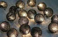 Black 6cm ball fairy lights - 100 decor and bulbs - 10 metre string party lights